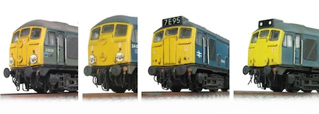 Photo above shows the different levels of conversion that can be taken out on a Farish class 24 from respraying the nose end yellow right through to a conversion to a 25/0. Photo above shows the different levels of conversion that can be taken out on a Farish class 24 from respraying the nose end yellow right through to a conversion to a 25/0.