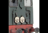 A picture of D8001 with faded body, cab and nose ends detailed with fine discs and holes filled, roof grills replaced with much finer etched fan and grill, bogie modification to reduce the gap between body and bogies, etched cab end rails added, renumbered, horn grill covers made finer, detailed buffer beam at one end with squared off buffer and semi detailed at the coupling end, driver and finer etched side frame steps and speedo cable added.