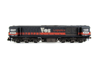 A picture of 5814 Full respray into Vos Logistics livery with modifications for European running. Headlight added to cab and modified lighting with extra light added and top light blanked off. Detailed buffer beam at one end. Renumbered, pommels added to nose end handrails. Finer nose handrails and MU sockets. Small nose side grills added and driver fitted
