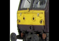 A picture of 47787 Full respray into West Coast Railways livery and converted to a cutaway buffer beam. Details include battery box modification, foot tread plates below doors, finer ariels, paint peeling on handrails, body lowered, etched fan and grills, renumbered, detailed buffer beam at one end, moulded nose handrails replaced with wire including pommels and nose catch added.