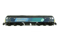 A picture of 57010 with moulded roof grill replaced with etched fan and grill, renumbered, driver, moulded front handrails replaced with wire including pommels, body lowered, battery box modification, pipe on nose, semi detailed buffer beam at both ends and finer ariels.