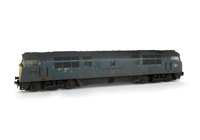 A picture of D1015 weathering based on prototype photos of the loco in it's final days on the network with heavily faded body and special effects of chipped and mottled paintwork Renumbered with etched nameplates, work plates and running numbers, detailed buffer beam at one end, semi detailed buffer beam at coupling end, driver added, brake rigging added, plastic panels added to headcodes, smaller holes on wheels, nose end moulded handrails and catch replaced with wire and brass versions with nose end rail replaced with finer version.