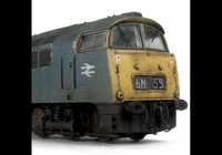 A picture of D1015 weathering based on prototype photos of the loco in it&#x27;s final days on the network with heavily faded body and special effects of chipped and mottled paintwork Renumbered with etched nameplates, work plates and running numbers, detailed buffer beam at one end, semi detailed buffer beam at coupling end, driver added, brake rigging added, plastic panels added to headcodes, smaller holes on wheels, nose end moulded handrails and catch replaced with wire and brass versions with nose end rail replaced with finer version.