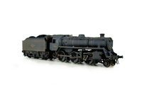 A picture of 4MT 76084 heavily weathered with tender changed. Added details include: renumbered, molded coal replaced with real coal, loco crew added, fire irons, etched depot plaques and work plates, detailed buffer beam at one end and painted cab interior.