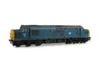 A picture of 37308 with semi resray to include cantrail, maroon engine doors, black headcode at one end and plated over boiler port. Other details include bogie modification to reduce gap between body and bogies, moulded roof grill replaced with 3D etched fan and grill, finer aerial, speedo cable added, lamp brackets on nose, driver, renumbered, detailed buffer beam at one end with semi detailed at coupling end and headlight on nose.