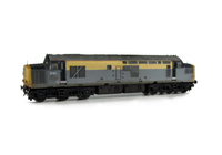 A picture of 37371 with semi resray to include cantrail and correct faded shades of grey and yellow including plated over boiler port. Other details include bogie modification to reduce gap between body and bogies, moulded roof grill replaced with 3D etched fan and grill, finer aerial, speedo cable added, detailed headcode with catches, renumbered, detailed buffer beam at one end with semi detailed at coupling end, oval buffers, handrails taken off and etched symbols.