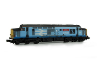 A picture of 37501 with full respray into Britsh Steel livery with different coloured blue stripe on each side. Other details include bogie modification to reduce gap between body and bogies, renumbered, semi detailed buffer beam at one end and etched nameplates.