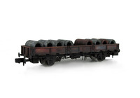 A picture of SPA wagon heavilly weathered with special effects of rust and flaking paint with load added.