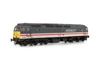A picture of 47843 Full respray into Intercity Swallow livery. Details include: finer ariels, body lowered, etched roof fan and grills, renumbered, detailed buffer beam at one end with semi detailed at coupling end, moulded nose handrails replaced with wire including pommels, battery box modification and nose catch added.