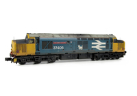 A picture of 37406 with black headcodes. Other details include bogie modification to reduce gap between body and bogies, left hand lower bracket on nose removed with partial respray, finer aerial, snowploughs, renumbered, semi detailed buffer beam at both ends, nose brackets added, cantrail added and etched nameplates.