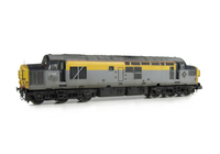 A picture of 37095 conversion to end door example with adjusted faded colours to match prototype. Other details include: detailed buffer beam at one end and semi detailed buffer beam at coupling end, finer ariels, etched air horns and headcode surrounds, speedo cable, boiler port access panel plated over, moulded roof grill replaced with 5 part etched fan and grill, bogie mod to reduce gap between body and bogies, renumbered and etched plaques added.