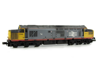 A picture of 37160 with modification of nose ends to extra cutaway version and full respray to Railfreight red stripe.Other details include: boiler access panel and steps plated over, bogie modification to reduce gap between body and bogies, nose catches, snowploughs, renumbered, aerials removed and semi detailed buffer beam at both ends.