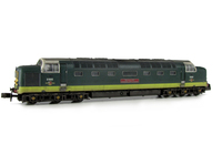 A picture of D9002 with faded paintwork, driver, semi detailed buffer beam at both ends, bogie modification to reduce gap between body and bogies and etched workplates and nameplates added.