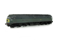 A picture of D1663 with detailed buffer beam at one end and semi detailed at coupling end, moulded nose handrails replaced with wire, body lowered, driver fitted, nose catch, etched nameplates and work-plates, etched 3D fan and grill, renumbered.