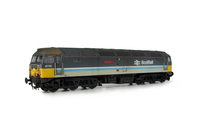 A picture of 47715 with semi respray to soften colours and shown on a lowered chassis. Details include: etched nameplates, battery box modification, moulded cables taken off nose and replaced with much finer wire version, finer aerials, renumbered, detailed buffer beam at one end and semi detailed at coupler end, moulded nose handrails replaced with wire including pommels and nose catch added.