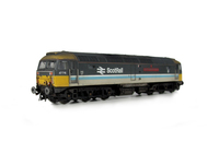 A picture of 47716 with semi respray to soften colours. Details include: lowered body, aerial taken off and smoothed over, moulded roof grill replaced with 3D etched fan and grill, driver, etched nameplates, battery box modification, moulded cables taken off nose and replaced with much finer wire version, finer aerials, renumbered, detailed buffer beam at one end and semi detailed at coupler end, moulded nose handrails replaced with wire including pommels and nose catch added.