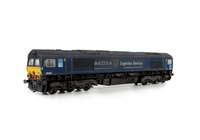 A picture of 66405 with faded paintwork. Moulded front handrails replaced with wire versions including pommels, springs added to bogie frames, moulded steps below doors replaced with wire versions, moulded roof grill replaced with etched version including pipes under the mesh, detailed buffer beam at one end and semi detailed at coupling end, coupling converted to NEM version and driver fitted.