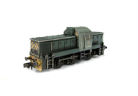 A picture of D9503 Renumbered with semi detailed buffer beams at both ends and buffer converted so that the cowling is in place with couplers, etched Swindon work plates and cab colour lightened to match prototype.