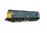 A picture of D5130 conversion to a headcode box version with end door including centre headlights, battery box modification with shorter tank, body side steps plated over, semi detailed buffer beam at both ends, renumbered, weatherised headcode panel, tablet catcher, etched workplates, etched 3D roof grill with fan, snowploughs, speedo cable, fuel cap moved and boiler grill blanking plate replaced with correct kind.
