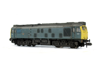 A picture of D5142 Full respray to a very faded and battered BR Green with grill cover in blue. Conversion to a headcode box version with converted nose end, battery box modification with shorter tank, semi detailed buffer beam at both ends, renumbered, etched 3D roof grill with fan and speedo cable added.