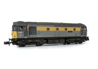 A picture of 33026 with added details of: livery adjusted to prototype, brass buffers, renumbered, footsteps above buffers, etched nameplates and symbols, semi detailed buffer beam, speedo cable and change of headcode blinds.