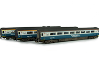 A picture of MK3's with partial respray with added cantrail and yellow on buffet. Re-livery, renumbered, passengers added, brake discs and other details to match prototype.  