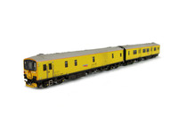A picture of Conversion and respray to a class 950 Network Rail measurement unit. Details include: full conversion of body and roof, added buffer beam detail with cameras and extra cameras on snowploughs at one end, extra cable and sockets on nose, driver fitted, camera on nose, tinted windows and side frame cables picked out 