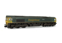 A picture of 66612 with faded paintwork. Moulded front handrails replaced with wire versions including pommels, springs added to bogie frames, moulded steps below doors replaced with wire versions, moulded roof grill replaced with etched version including pipes under the mesh, renumbered semi detailed buffer beam at both ends, coupling converted to NEM version and driver fitted.