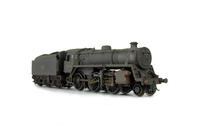 A picture of 76049 heavily weathered. Added details include: renumbered, molded coal replaced with real coal, loco crew added, etched depot plaques and work plates, detailed buffer beam at one end and painted cab interior.