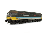 A picture of 47701 modified to plated over nose at one end and livery modification. Semi respray to soften colours and shown on a lowered chassis. Details include: etched nameplates, battery box modification, plate on door, molded cables taken off nose and replaced with much finer wire version, finer aerials, renumbered, detailed buffer beam at one end and semi detailed at coupler end, moulded nose handrails replaced with wire including pommels and nose catch added.
