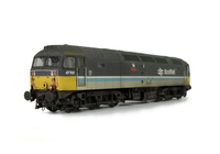 A picture of 47705 modified to plated over nose at one end. Semi respray to soften colours and shown on a lowered chassis. Details include: etched nameplates, battery box modification, molded cables taken off nose and replaced with much finer wire version, finer aerials, renumbered, detailed buffer beam at one end and semi detailed at coupler end, molded nose handrails replaced with wire including pommels and nose catch added.