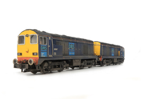 A picture of 20306/307 Conversion and respray to DRS 20/3. Other details include: roof grills replaced with much finer etched fan and grill, aerial pods, side cab windows converted to larger rectangular versions, renumbered, horn grill covers made finer, semi detailed buffer beam at both ends, driver, finer side frame steps, speedo cable, 