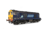 A picture of 20309 Conversion and respray to DRS 20/3. Other details include: roof grills replaced with much finer etched fan and grill, aerial pods, driver, side cab windows converted to larger rectangular versions, bogie modification to reduce the gap between body and bogies, renumbered, horn grill covers made finer, detailed buffer beam at one end and semi detailed at coupling end, finer side frame steps, speedo cable, 