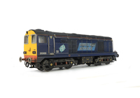 A picture of 20305 Conversion and respray to DRS 20/3. Other details include: roof grills replaced with much finer etched fan and grill, etched nameplates, aerial pods, driver, side cab windows converted to larger rectangular versions, bogie modification to reduce the gap between body and bogies, renumbered, horn grill covers made finer, detailed buffer beam at one end and semi detailed at coupling end, finer side frame steps, speedo cable, 