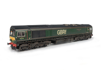 A picture of 66779 with detailed buffer beam at one end and semi detailed at coupling end, nose handrails replaced with fine wire versions including pommels, bell fitted and driver fitted.