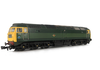 A picture of D1764 shown in close to ex works condition. Semi detailed buffer beam at both ends, headcodes changed, moulded nose handrails replaced with wire, body lowered, nose catch and etched 3D fan and grill fitted.