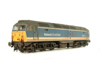 A picture of 47715 Details include: finer aerials, body lowered, etched fan and grills, moulded rch cables on nose replaced with wire and etched versions, driver, detailed buffer beam at one end and semi detailed at coupling end, battery box modification, moulded nose handrails replaced with wire including pommels and nose catch added.