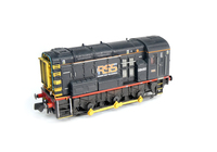 A picture of 08480 with full respray to RSS livery. Renumbered, detailed buffer beam including extra pipework under buffer at one end and semi detailed at coupling end, modified piping. finer cab handrails, foot tread added and driver fitted.