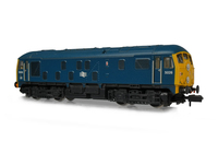 A picture of D5026 respray to BR Blue in ex works condition, water tanks shortened on battery box, body side footsteps plated over, fuel cap taken off, semi detailed buffer beam at both ends, renumbered, headcode discs slimmed down and extra catches added, etched workplates, etched 3D roof grill with fan and speedo cable added.