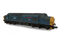 A picture of 37012 with conversion to a cutaway buffer beam version. Modifications include; etched headcode covers, renumbered, bogie modification to reduce gap between body and bogies, moulded roof grill replaced with 3D etched fan and grill, speedo cable added, nose catch, semi detailed buffer beam at both ends, snowploughs, buffers changed and etched nameplates.