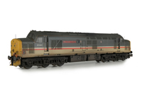 A picture of 37401 with full respray into Intercity mainline livery. Other details include bogie modification to reduce gap between body and bogies, moulded roof grill replaced with 3D etched fan and grill, nose catch, finer aerial added, speedo cable added, driver, renumbered, etched nameplates, detailed buffer beam at one end with semi detailed at coupling end and snowploughs.