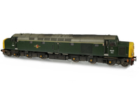 A picture of D200 with nose ends resprayed to full yellow warning panels. Details include: renumbered, handrails on nose, detailed buffer beam with semi detailed at coupling end, moulded roof grill replaced with 3D etched version, frost grill, livery modifications, driver, bogie side frame cables replaced with finer versions, disc catches and slimmed down headcode discs fitted.