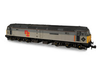 A picture of 47588 with faded paint. Details include: etched nameplates/symbols, livery adjustments, finer aerials, body lowered, etched fan and grills, renumbered, semi detailed buffer beam at both ends, moulded nose handrails replaced with wire including pommels and nose catch added.