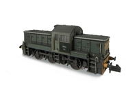 A picture of 21 Renumbered with semi detailed buffer beams at both ends and buffer converted so that the cowling is in place with couplers, coupling rods painted black, fuel gauge in black, darker patch paint on cab sides and surrounding cab colour lightened to match prototype.