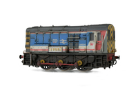A picture of 08600 with detailed buffer beam including extra pipework under buffer at one end and semi detailed at coupling end, etched work plates, ladder taken off, modified piping and some livery modifications.