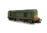A picture of D8011 Details include: roof grills replaced with much finer etched fan and grill, headcode discs thinned down and holes filled, bogie modification to reduce the gap between body and bogies, semi detailed buffer beam at both ends, driver, etched workplates, renumbered, finer side frame steps and speedo cable added.