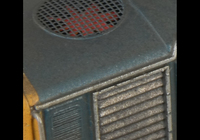 A picture of Close up of etched fan and grill.