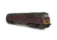 A picture of D1058 with some livery modifications, renumbered, etched nameplates/work plates and running numbers, detailed buffer beam at one end and semi detailed at coupling end, brake rigging added, plastic panels added to headcodes, smaller holes on wheels, nose end moulded handrails and catch replaced with wire and brass versions and moulded roof grills replaced with 3D etched fan and grill.