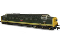A picture of D9003 Renumbered, nose ends reprayed to full yellow, etched work plates, semi detailed buffer beam at both ends, etched nameplates and speedo cable added.