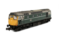 A picture of D5347 with full respray into BR Green. Brass buffers added, snowploughs, token catcher recess added. etched windscreen wipers, boiler access panel taken off and smoothed over, etched work plates, moulded roof grill replaced with 3D etched fan and grill, modified battery box, renumbered, headcode changed with glass like cover, speedo cable, nose end rubber window surrounds thinned down, nose end footsteps, extended bar across nose, side cab window surrounds smoothed over and semi detailed buffer beam at both ends.